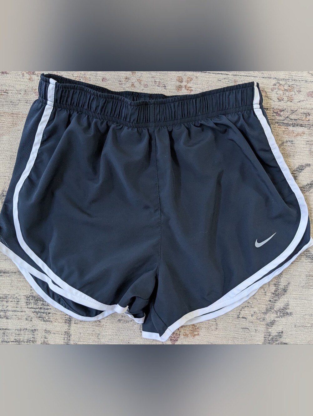 Nike Black Athletic Shorts with White Piping